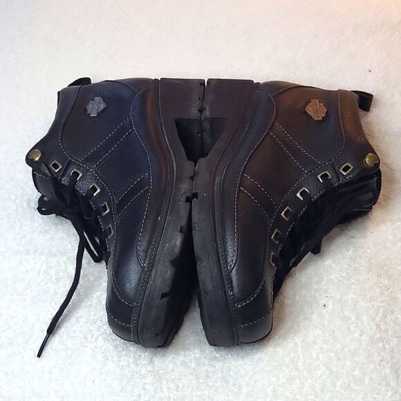 EUC Harley Davidson moto cycle Ankle Boots Leather Chunky Heel #3257 US 9 - Picture 8 of 14